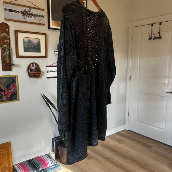 TORRID Dark Grey Washed Black Cotton Knit Long Cardigan - Size 4 - Picture 7 of 8